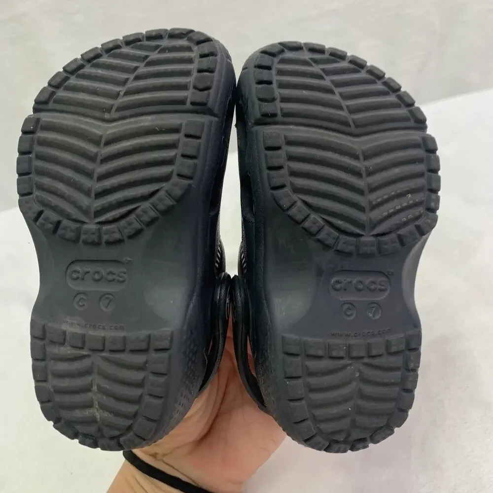 Crocs Childrens Sz 7 Black Clogs Water Rubber Shoes Casual Beach Outdoors